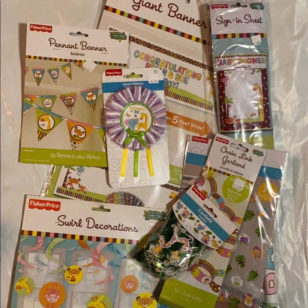 Baby shower decorations animals all genders kit ☘️ Party supplies.